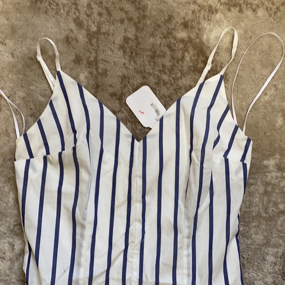 Pinstripe Ruffle Romper - Picture 2 of 5